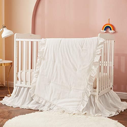 Brandream Boho Crib Bed Skirt - Neutral Beige Farmhouse Chic