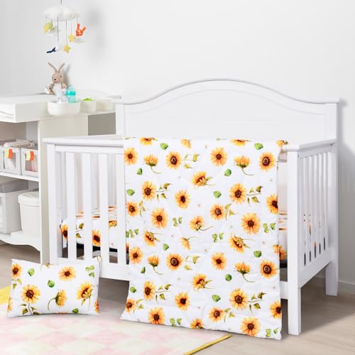 JISEN 3 Piece Baby Crib Bedding Set for Girls 1