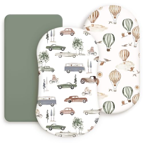 GRSSDER Stretchy Ultra Soft Bassinet Sheets 3 Pack
