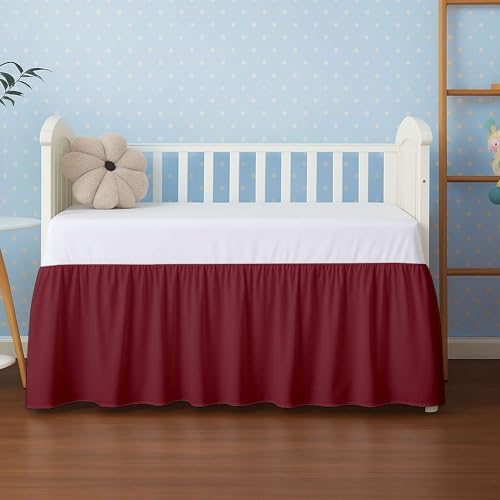 Burgundy Crib Bed Skirt for Boys Girls 14 Drop