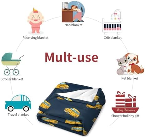 School Bus Baby Blanket 30x40 - Soft Flannel Fleece Throw