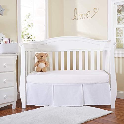 EVERYDAY KIDS White Pleated Crib Skirt 14 Inch Drop