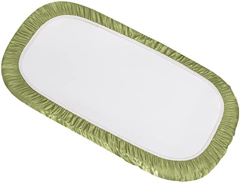 Satin Bassinet Sheet Set 2 Pcs - Beige Sage Green