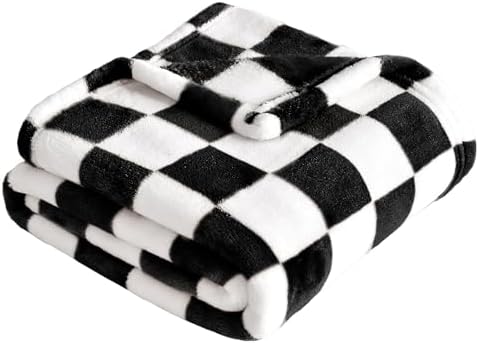 Yurhap Checkered Baby Blanket Fleece 30x40 Black