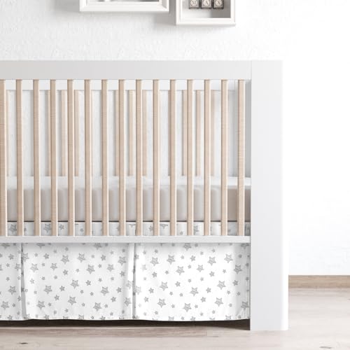 Moonsea Crib Skirt with Grey Star 14 Drop Machine Washable