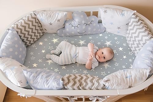 FIGEPO 4 Pack Star and Moon Baby Bassinet Sheets Set 1