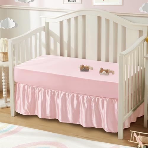 SiinvdaBZX 2-Piece Satin Crib Set - Pink