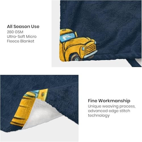 School Bus Baby Blanket 30x40 - Soft Flannel Fleece Throw