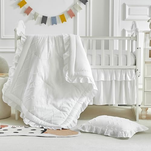 AIKASY Ruffled Shabby Crib Bedding Set for Girls 1