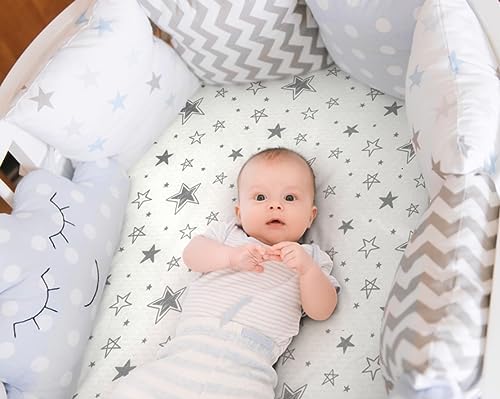 FIGEPO 4 Pack Star and Moon Baby Bassinet Sheets Set 1