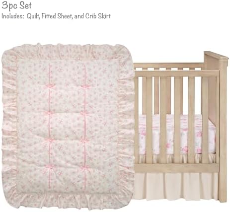 Lambs Ivy Coquette Floral Pink Bows Crib Bedding Set