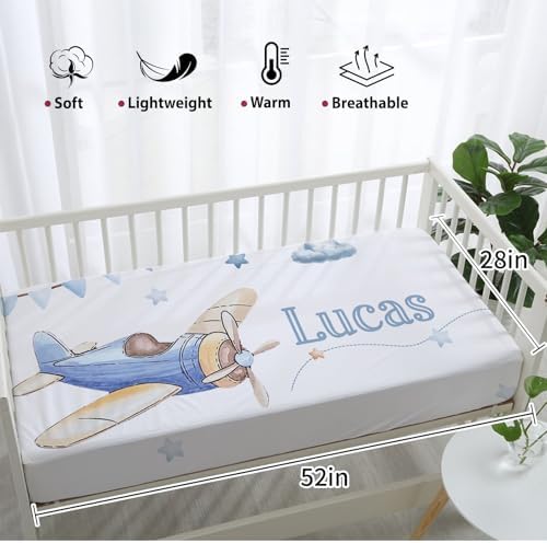 YISMEET TOOTANN Custom Crib Bedding Set - Personalized Baby Blanket and Fitted Sheet