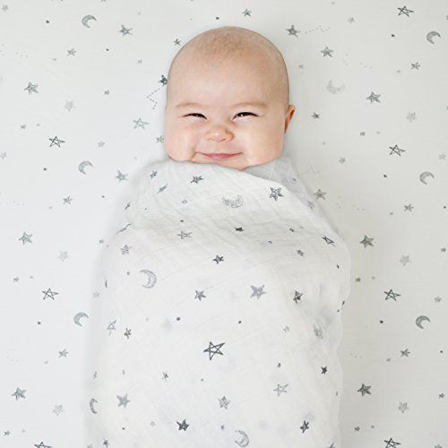 TL Care 100 Cotton Bassinet Sheet - Gray Stars and Moons Pack of 2