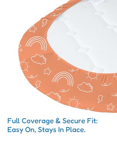 TOTCHILL Bassinet Sheet Set - Orange Cloud and Rainbow Design