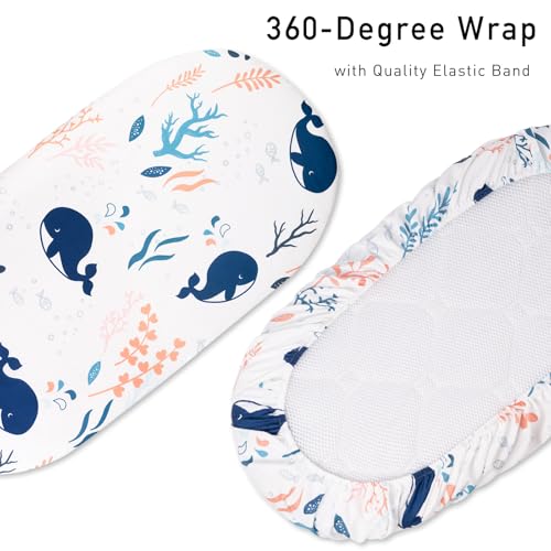 GLLQUEN Baby Bassinet Sheets Set 2-Pack Sea Lions 1