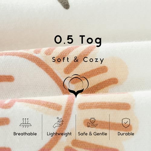 Yoofoss Organic Cotton Sleep Sack 6-12 Months 3 Pack 2-Way Zipper