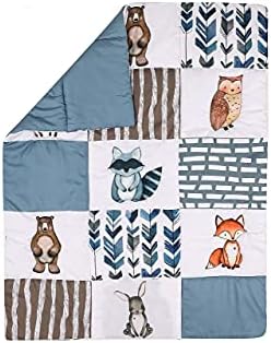 PINNKKU Crib Bedding Set for Boys with Woodland Animals