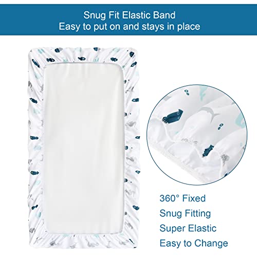 SPRINGSPIRIT Bassinet Sheets 2 Pack Dinosaur Ocean Print