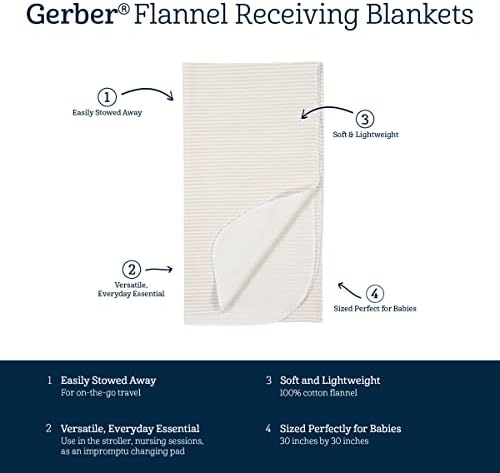 Gerber Unisex Flannel Receiving Blankets Pack of 4