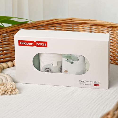 GLLQUEN Baby Bassinet Sheets 4 Pack - Breathable and Safe