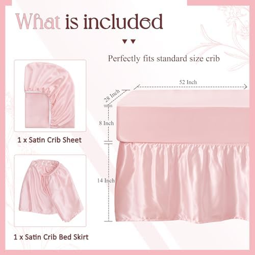 SiinvdaBZX 2-Piece Satin Crib Set - Pink