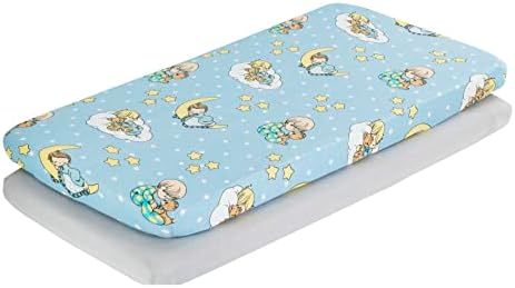 Precious Moments 2 Pack Baby Cradle Sheets - Fitted Set for Baby Boy