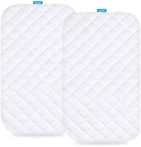 Biloban Bassinet Mattress Pad Cover 2 Pack Waterproof Quilted