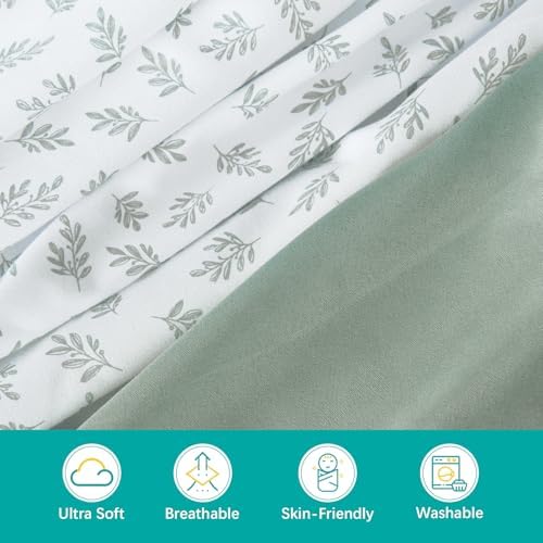 Biloban Baby Bassinet Sheets 4 Pack - Green Ultra Soft Skin-Friendly
