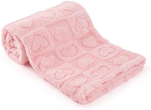 VEIDIA Plush Checkered Baby Blanket 30x39 Light Pink
