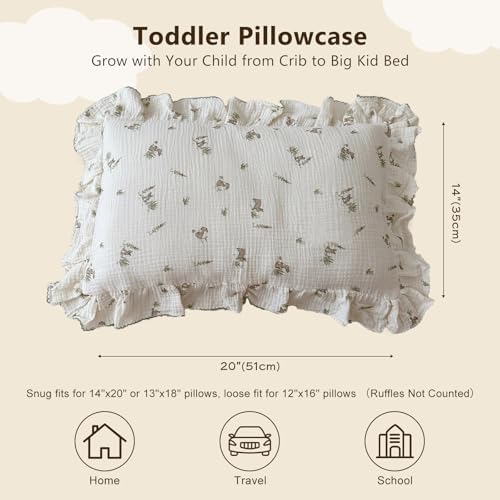 BuLuTu Muslin Toddler Pillowcase with Rabbit Print