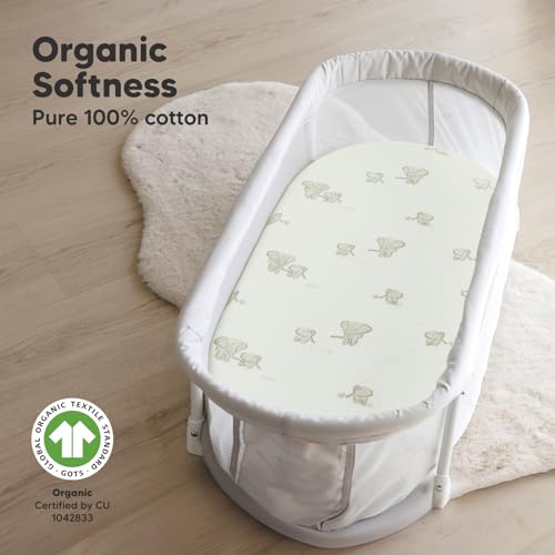 KeaBabies 2-Pack Organic Cotton Bassinet Sheets for Girls and Boys