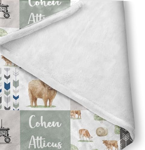 Personalized Crib Bedding Set for Boys - Highland Cow Theme with Name
