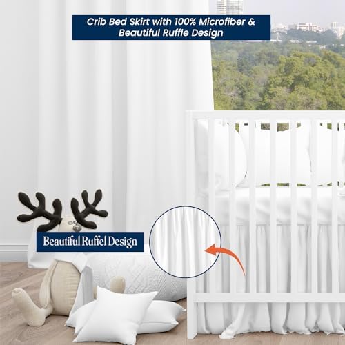 Dees Collection Ruffled Crib Bed Skirt - 24x42 Inch White 14 Drop 1