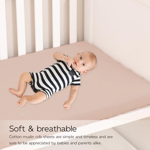 100 Cotton Extra Soft Muslin Crib Sheet for Baby Pink