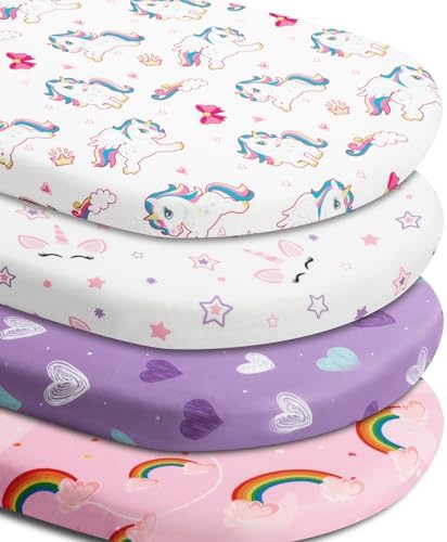 4 Pack Soft Bassinet Sheets Set for Baby Girls