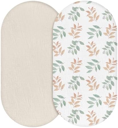LYRICHOM Muslin Bassinet Sheets 2 Pack for Baby Boy and Girl 1