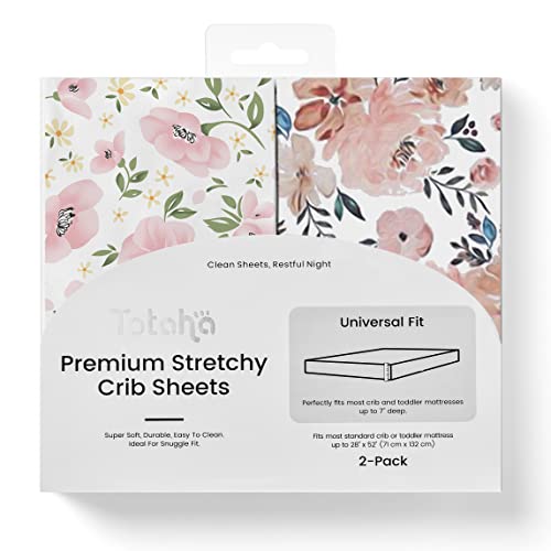 TotAha Premium Stretchy Crib Sheets 2-Pack - Hypoallergenic Silky Comfort Buttery Soft