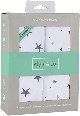 Elys Co Waterproof Changing Pad Cover Set - Grey Stars