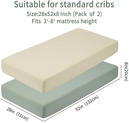 GUNTAIL 2 Pack Crib Sheets Soft Microfiber Brown Green