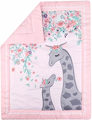 Girl Crib Bedding Set with Giraffe Floral Design
