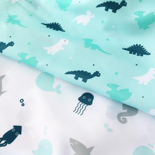 SPRINGSPIRIT Bassinet Fitted Sheets 4 Pack Aqua Dinosaurs