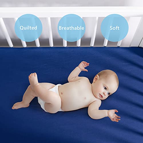 TILLYOU Crib Sheets 2 Pack Navy Stone Blue