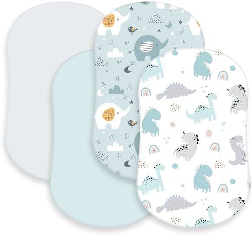 Rtteri 4 Pcs Baby Bassinet Sheets Soft Cotton Animals