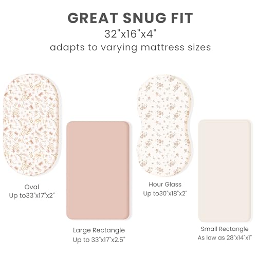 Konssy 3 Pack Stretchy Bassinet Sheets - Soft Breathable for Baby Girl Boy