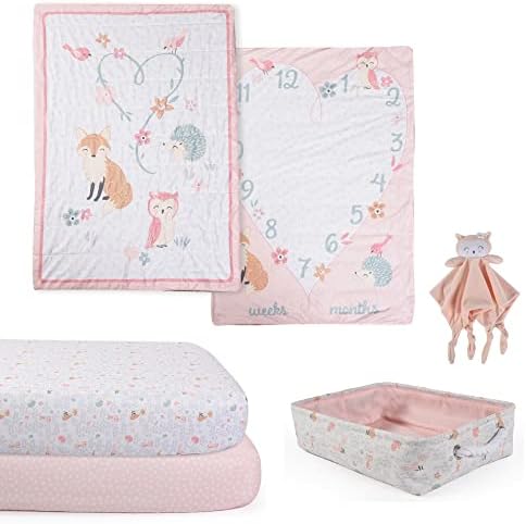 EXPRESSIONS 5 Piece Crib Bedding Set - Woodland Pink