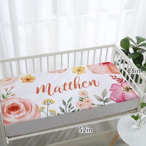 Custom Name Crib Bedding Set - Yellow Flower Pattern for Baby Girls