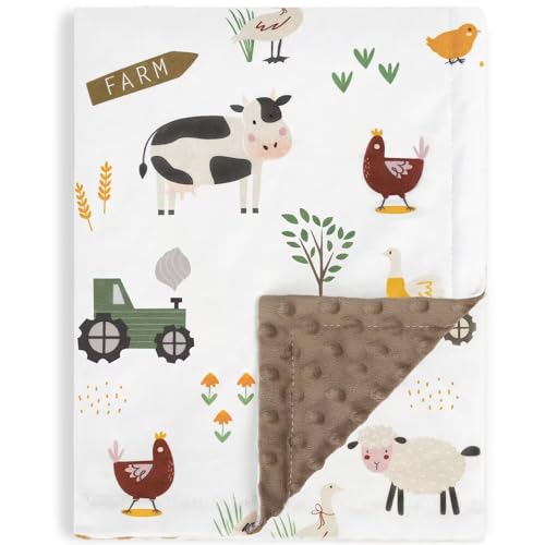 HOMRITAR Baby Blanket for Boys with Farm Animals Design