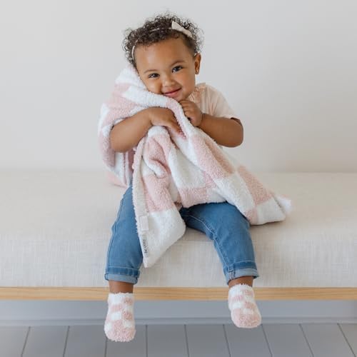 Orelle Pink Checkered Baby Blanket Socks Set 1
