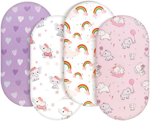 FIGEPO 4 Pack Baby Girl Bassinet Sheets Set