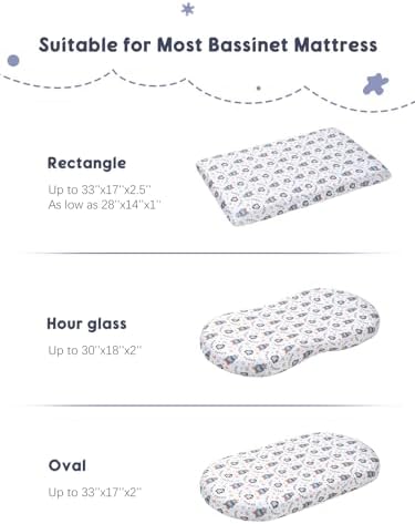 Cozary Baby Bassinet Fitted Sheets Waterproof Breathable Animal Cartoon 1PC